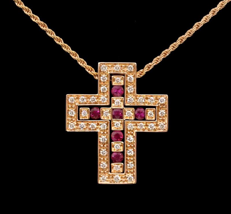 Damiani Ruby Pendant Necklace in 18K Rose Gold 20089195 128034077