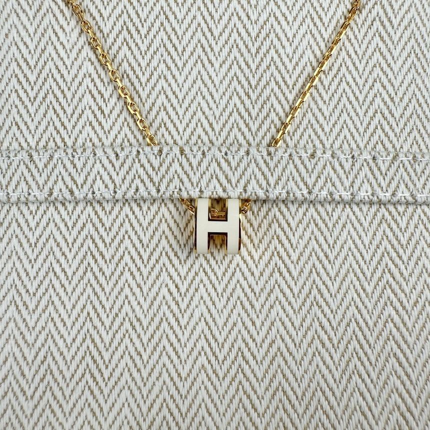Hermes Popashu Mini Necklace Yellow Gold White Blanc H147992F49 125874180