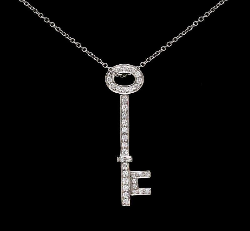 Tiffany & Co Oval Key Platinum Diamond Necklace 7241781648 75875813