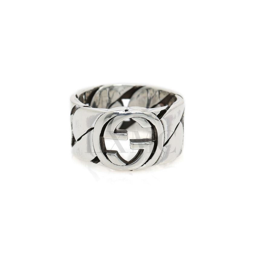 Gucci Interlocking G Silver Chain Wide Ring 661515 129349979
