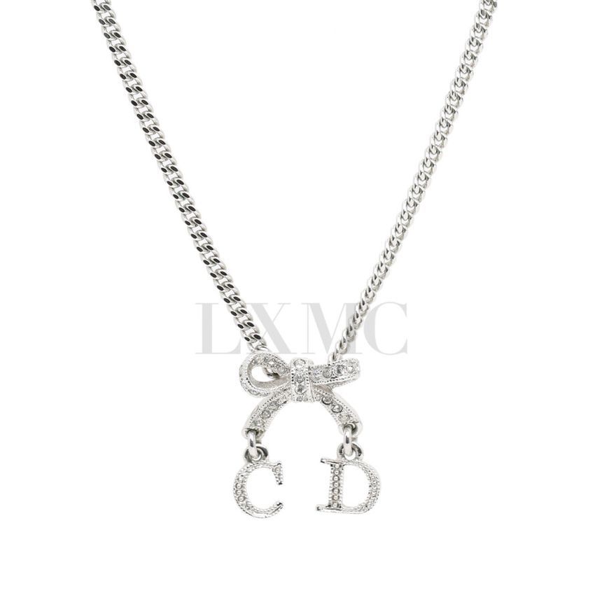 Dior CD Logo Ribbon Necklace Steel Stone D20897 129349983