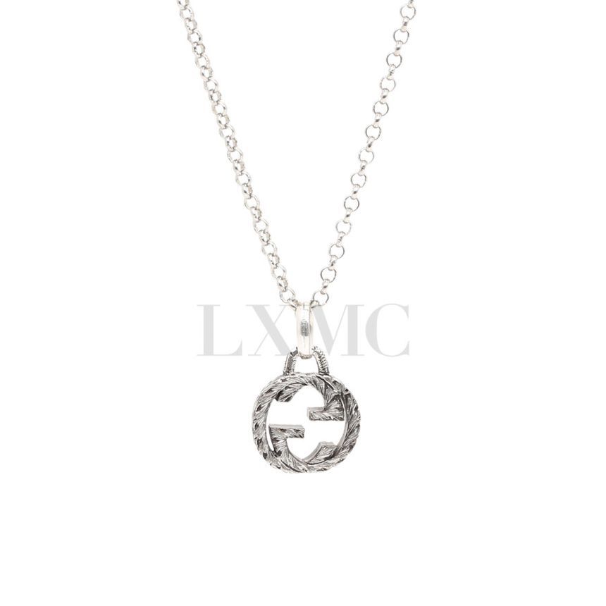 Gucci Interlocking Silver Necklace GG Logo Chain Necklace 455535 127543485