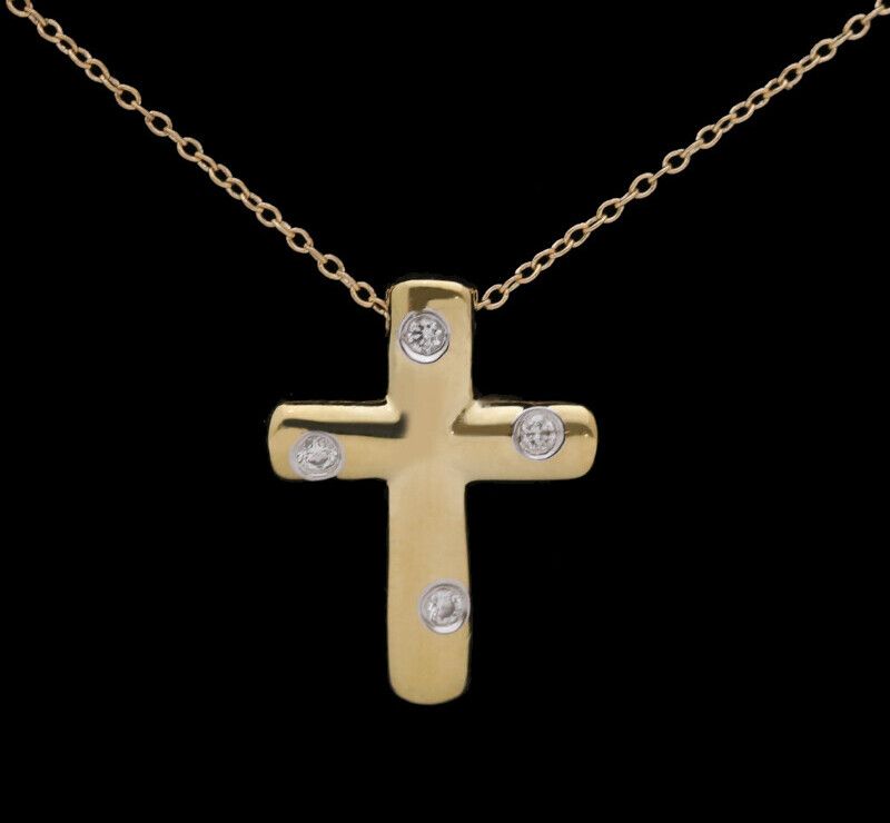 Tiffany & Co Cross 18K Yellow Gold Diamond Necklace 7298204743 84979220