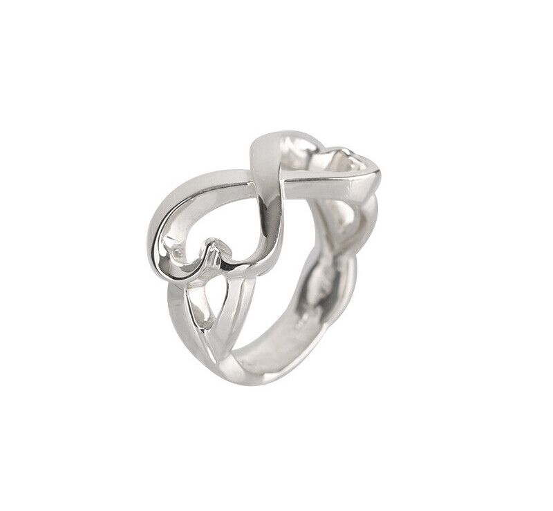 Tiffany & Co Double Loving Heart Silver Ring Size 8 3.3MM 7243157886 76033634
