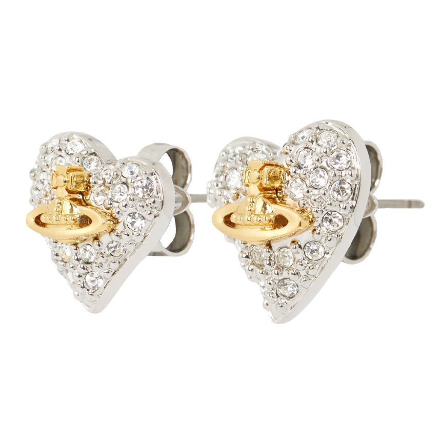 Vivienne Westwood Tiny Diamante Heart Earrings 129289558