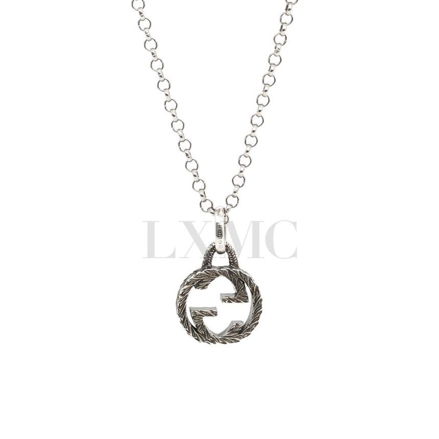 Gucci Interlocking Silver Necklace GG Logo Chain 455535 129252902