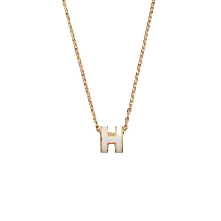 Hermes Mini Pop H Necklace Yellow Gold Blanc H147992F 49 129284818