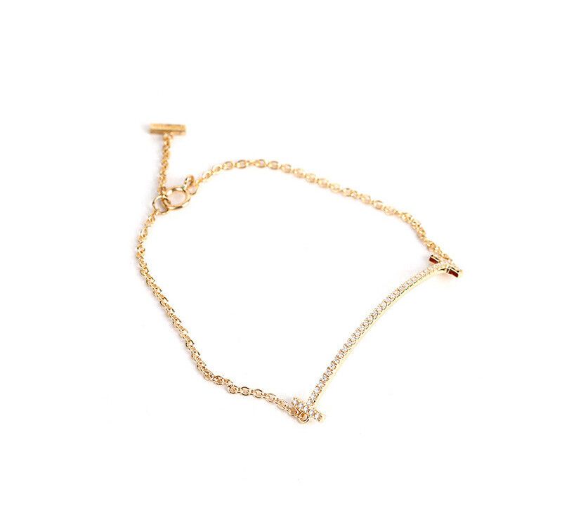 Tiffany & Co 18K Yellow Gold Diamond Bracelet with T Smile 7241935090 75679477