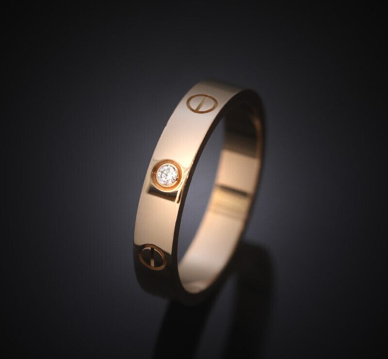 Cartier Love Band 18K Rose Gold Diamond 1P 3.5MM 58 Size 7395963733 111306857