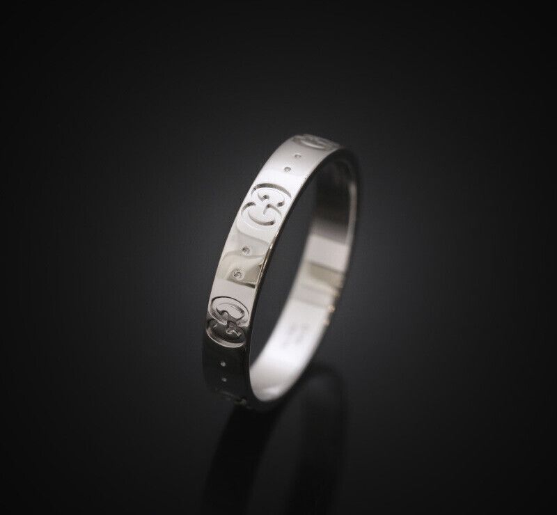 Gucci Icon Ring 18K White Gold 4mm Size 25 7324090249 92301001