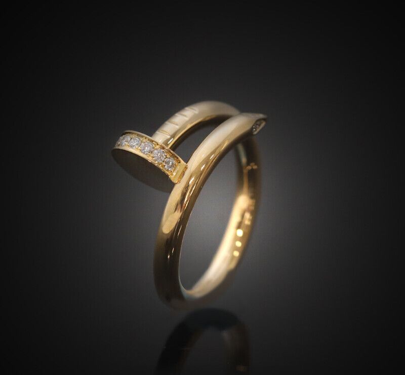 Cartier 18K Yellow Gold Diamond Just Un Clip Ring 2.7MM 7305947015 87932355