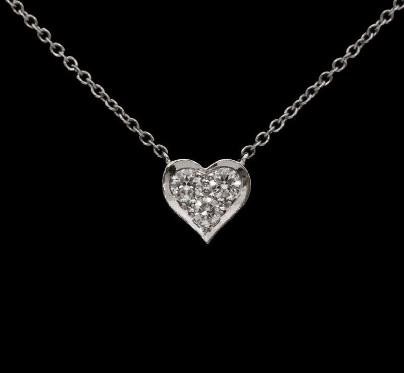 Tiffany & Co Heart Platinum Diamond 3P Necklace 7243159419 76033591