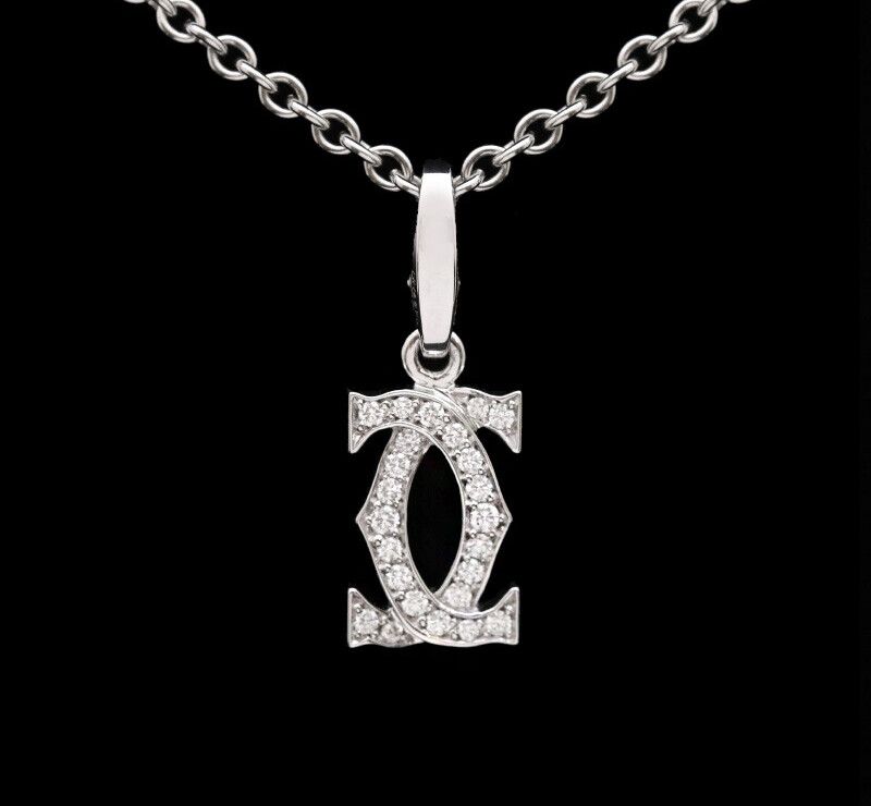 Cartier Double C 18K White Gold Diamond Necklace 7245218158 76033439