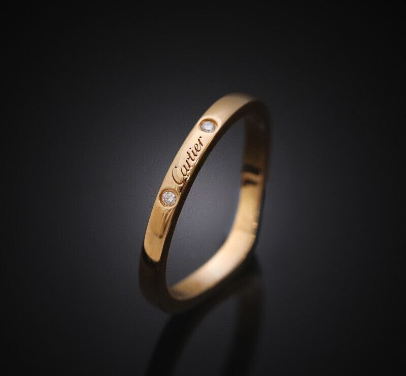 Cartier Ballerina Wedding Band 18K Rose Gold Diamond 3P 2MM 7241678682 75683758