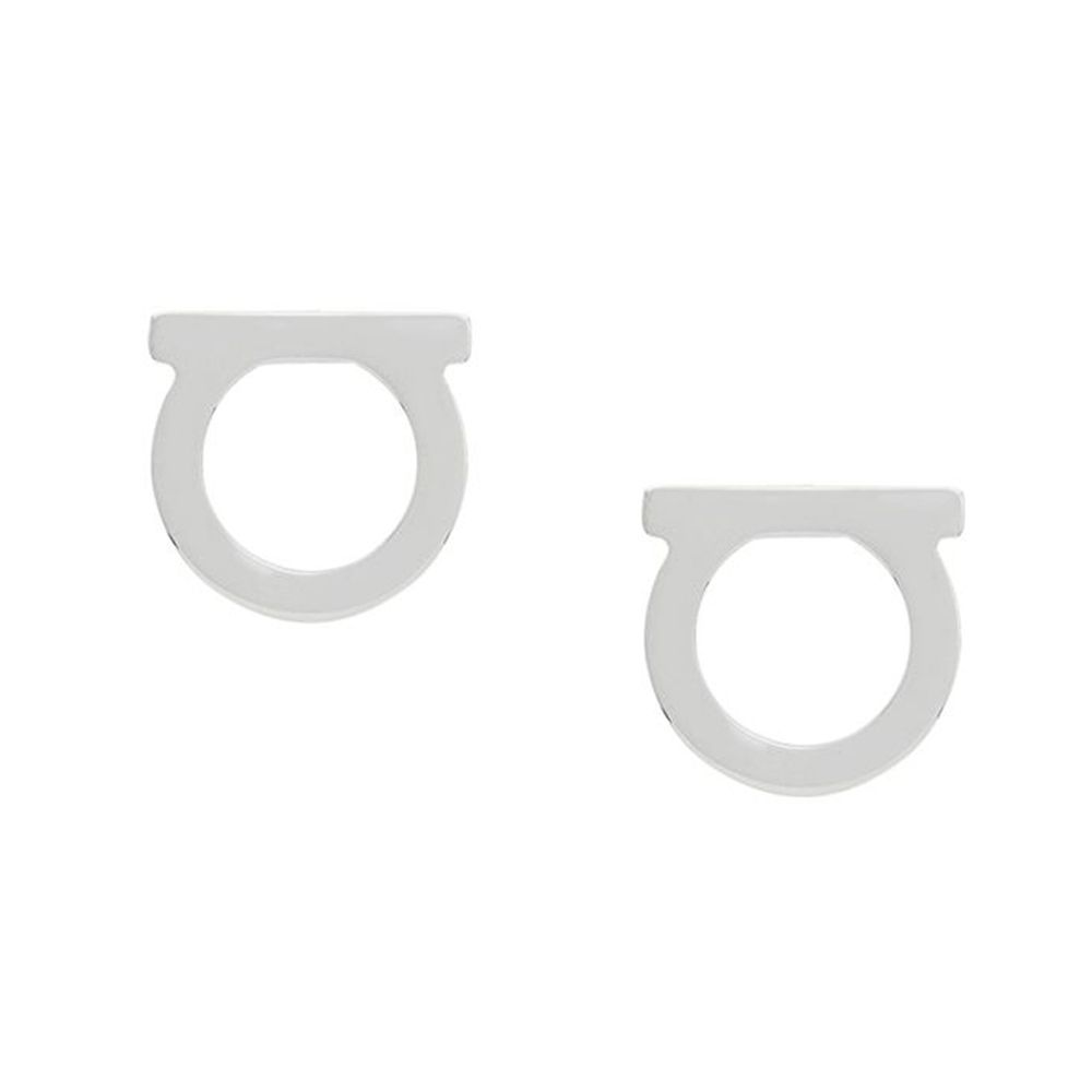 Salvatore Ferragamo Gancini Logo Earrings Silver 76-0119 0696430 43752349