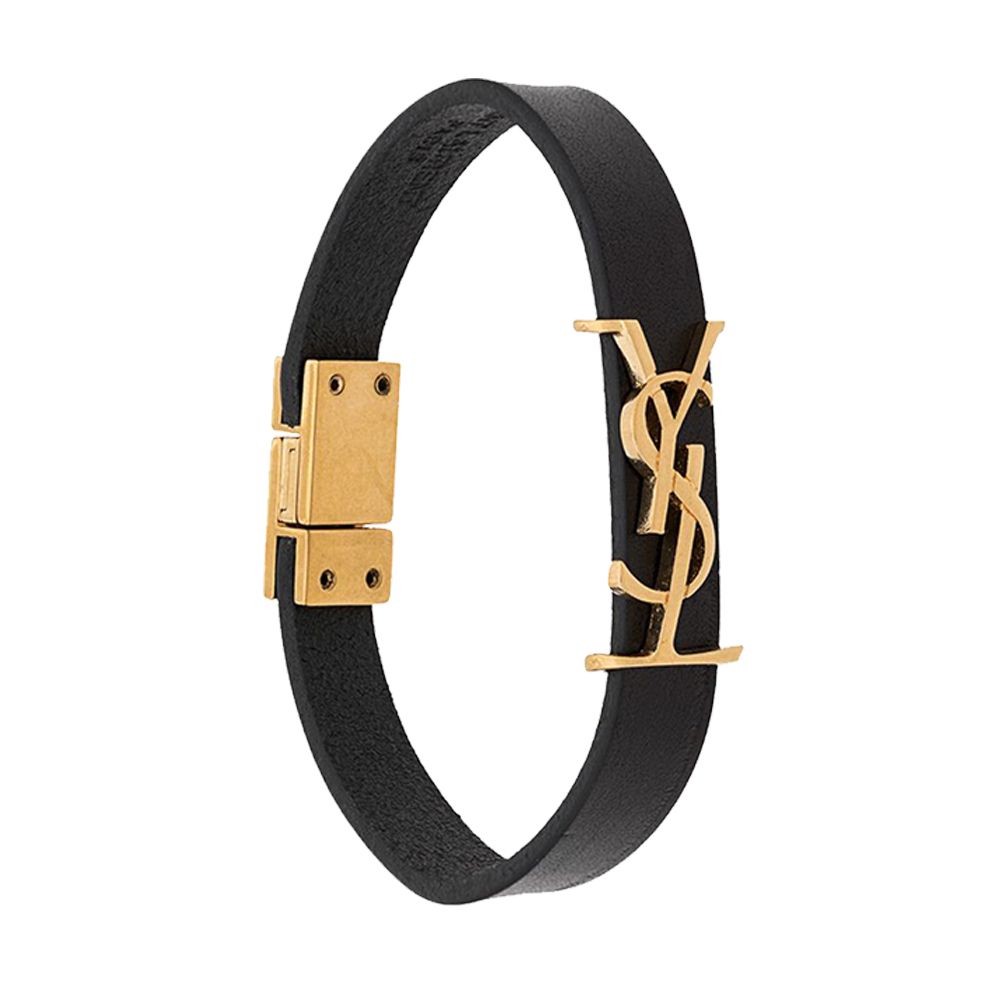 Saint Laurent Gold Tone Logo Bracelet Black 559355 0IH0J 1000 46529683