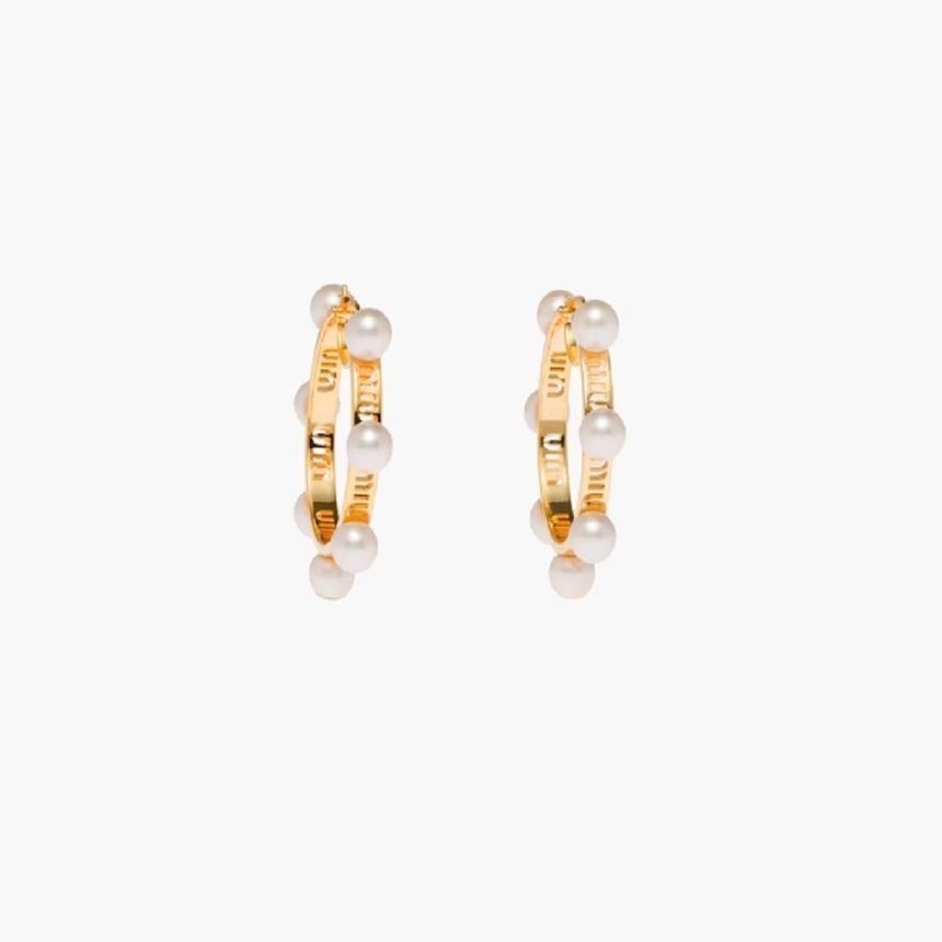 Miu Miu Metal Pearl Earrings F0SAJ 5JO9302F7Q 61458789