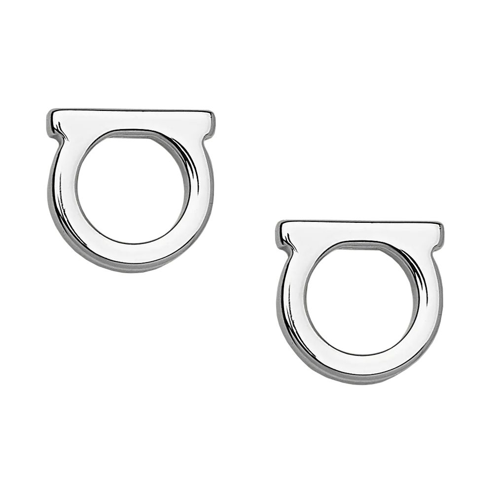Salvatore Ferragamo Gancini Stud Earrings Silver 76-0120 0696433 43752350