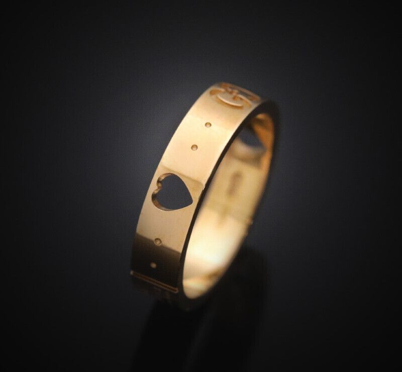 Gucci Heart Icon Ring 18K Rose Gold 4mm Size 7 7245233251 75875688