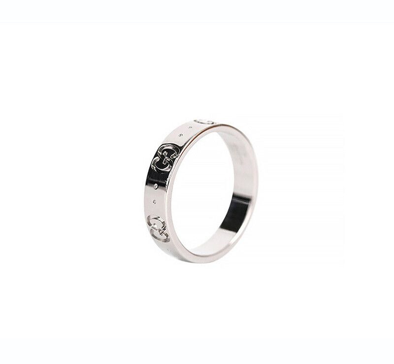 Gucci White Gold Icon Ring Size 10 4MM 7241763944 75683752