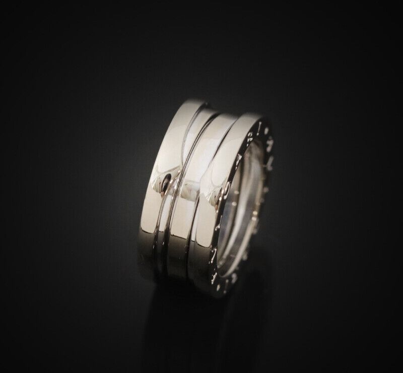 Bulgari 18K White Gold Zero1 3 Band Ring 46 Size 9mm 7504088190 125543350