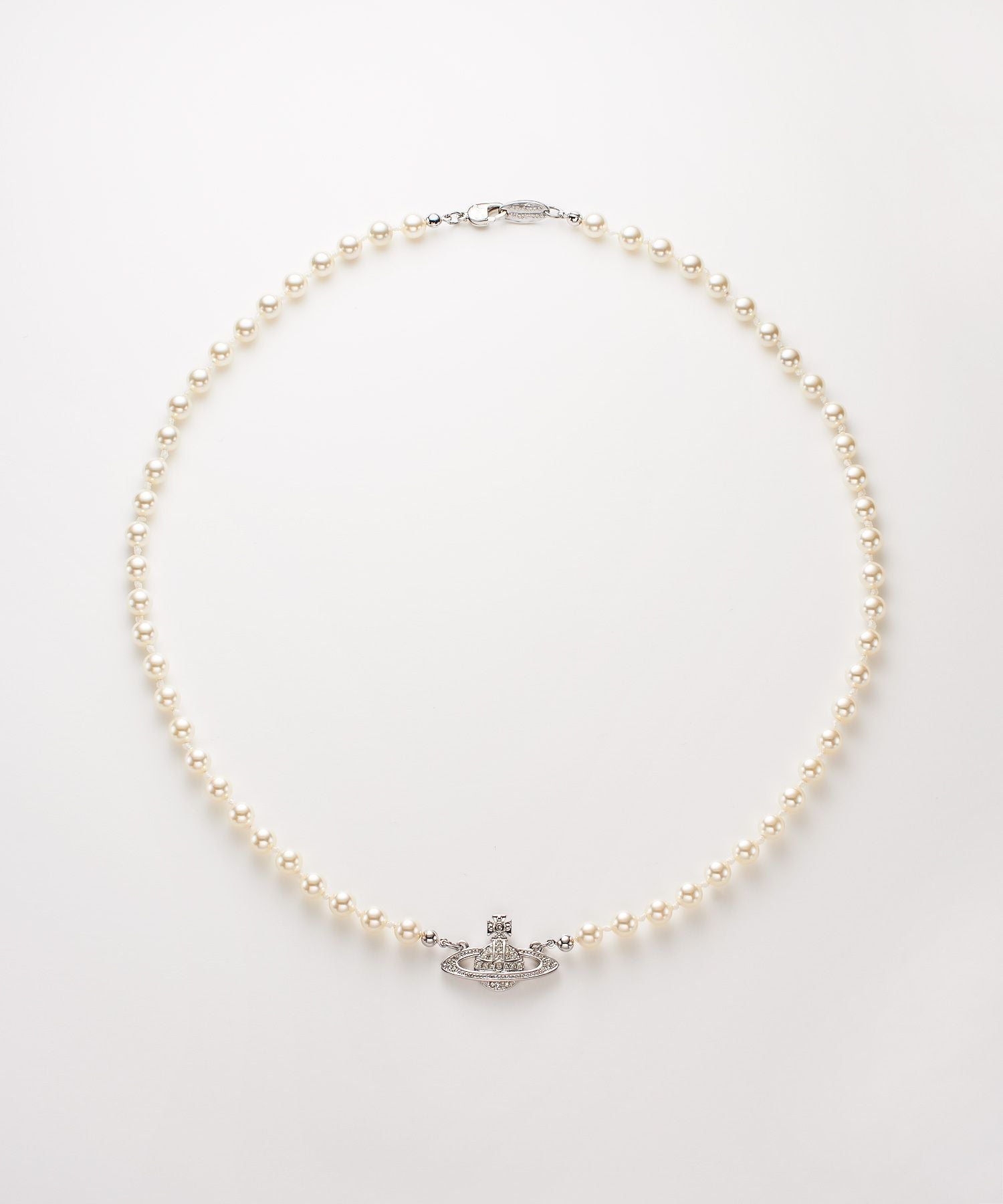 Vivienne Westwood Mini Pearl Bass Relief Necklace Silver 63010100 02P104 68424461