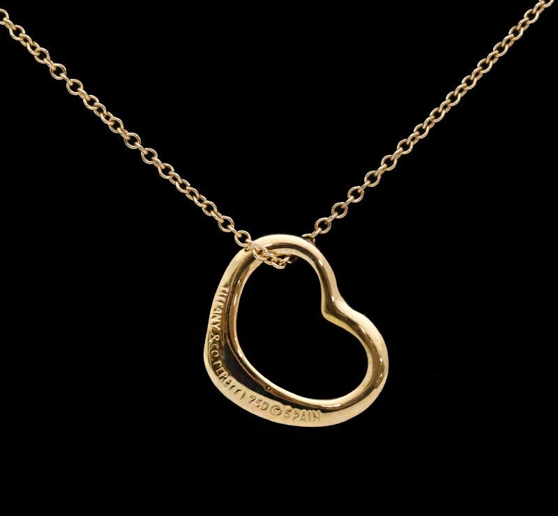 Tiffany & Co Open Heart 18K Yellow Gold Necklace 15MM 7487649963 123909132