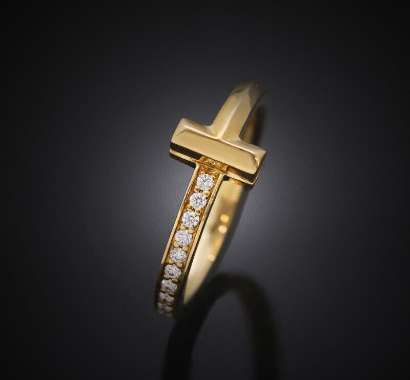 Tiffany & Co 18K Yellow Gold Diamond Ring Size 10 2.2MM 7255574968 77076699