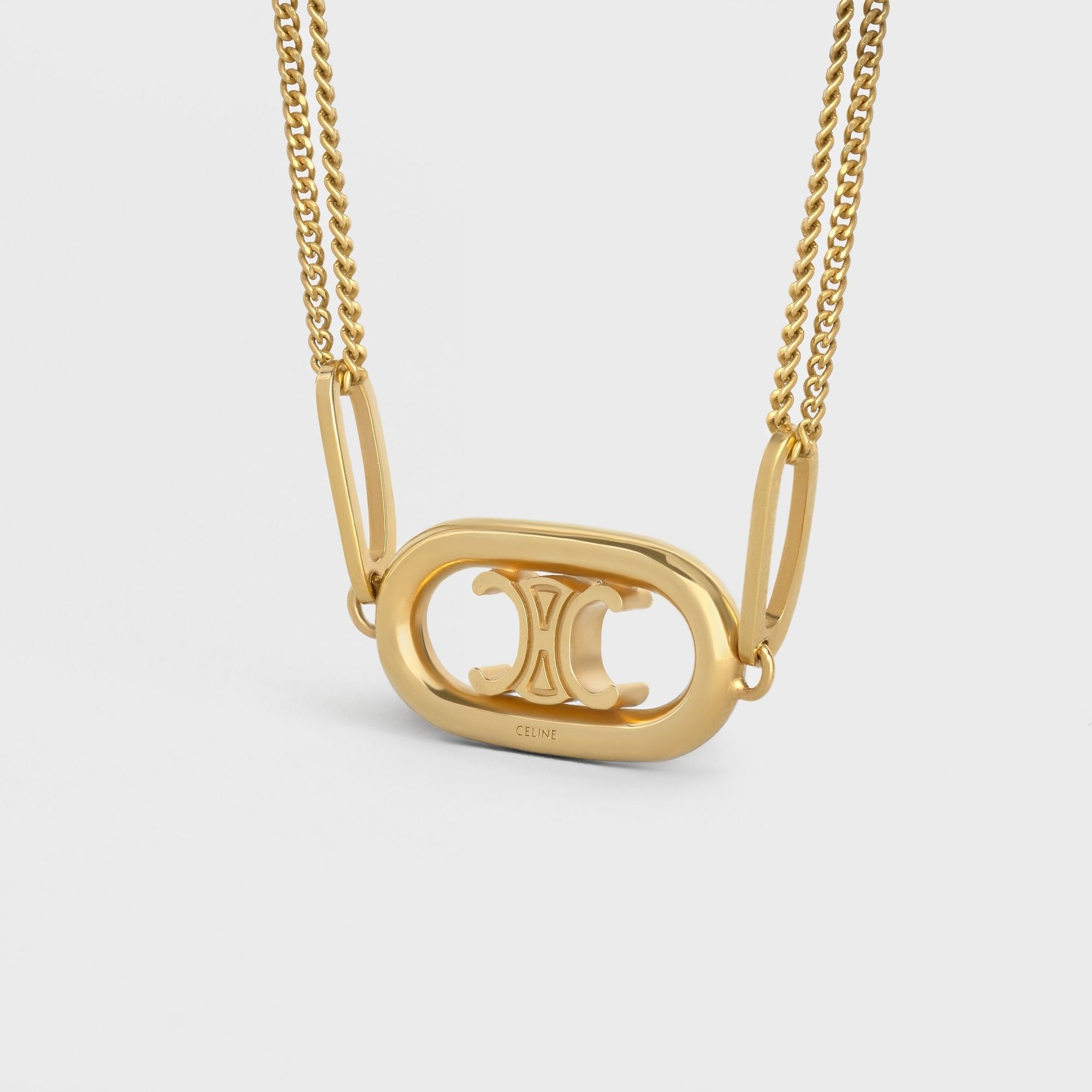 Celine Gold Brass Triomphe Logo Necklace 46S896BRA.35OR 125071332