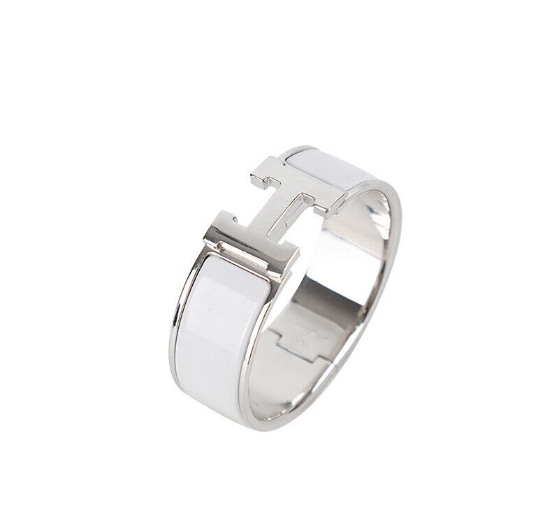 Hermes White Enamel Click Clack PM Bracelet 7252958324 76652046