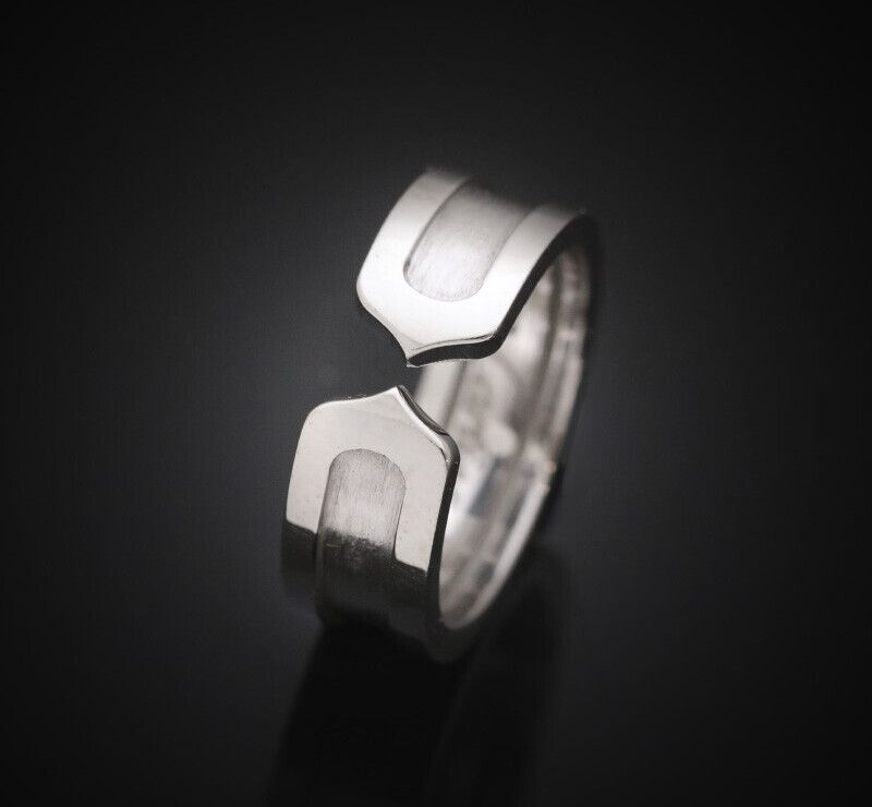 Cartier Double C Ring 18K White Gold 50 Size 6.4MM 7245311384 76033647