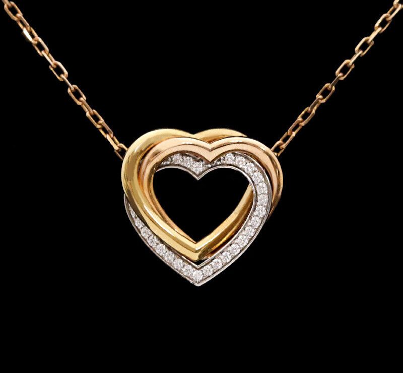 Cartier 18K Gold Diamond Heart Trinity Necklace 7241759334 76317752