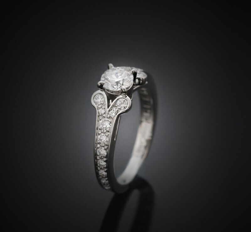 Cartier Solitaire Platinum Diamond 0.50CT Ring Size 48 2.5MM 7243176806 76033667