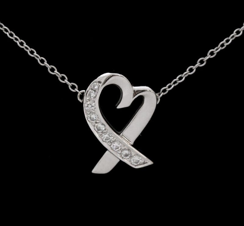 Tiffany & Co Loving Heart 18K White Gold Diamond Necklace 7217477017 76033608