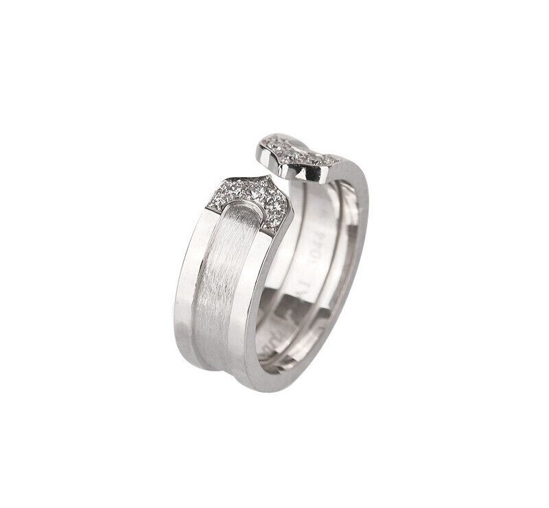 Cartier Double C Ring 18K White Gold Diamond 6.4MM 7245470975 76033644