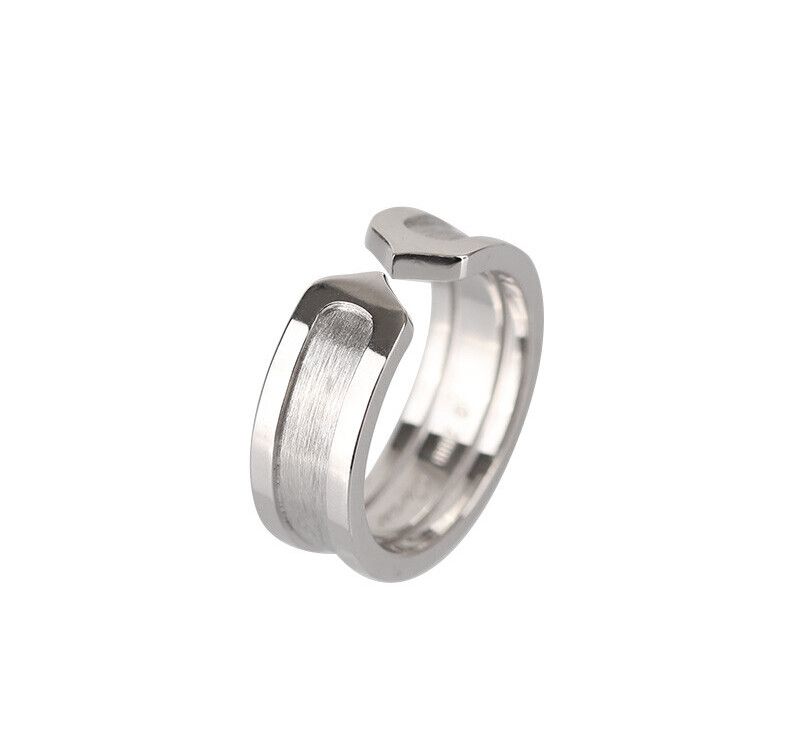 Cartier 18K Double C Ring 18K White Gold 6mm Size 50 7245441375 76033479