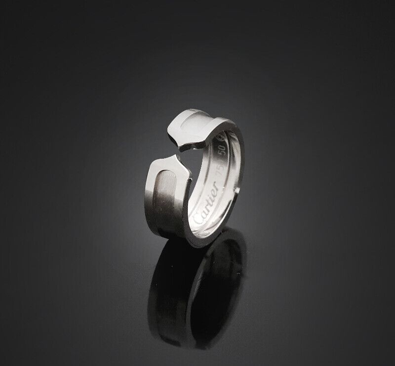 Cartier Double C Ring 18K White Gold 6.4MM - 7247752468 76033461