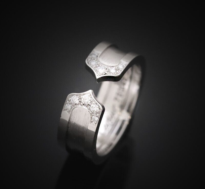 Cartier Double C Ring 18K White Gold with Diamonds 7mm - 7D1833 76033713