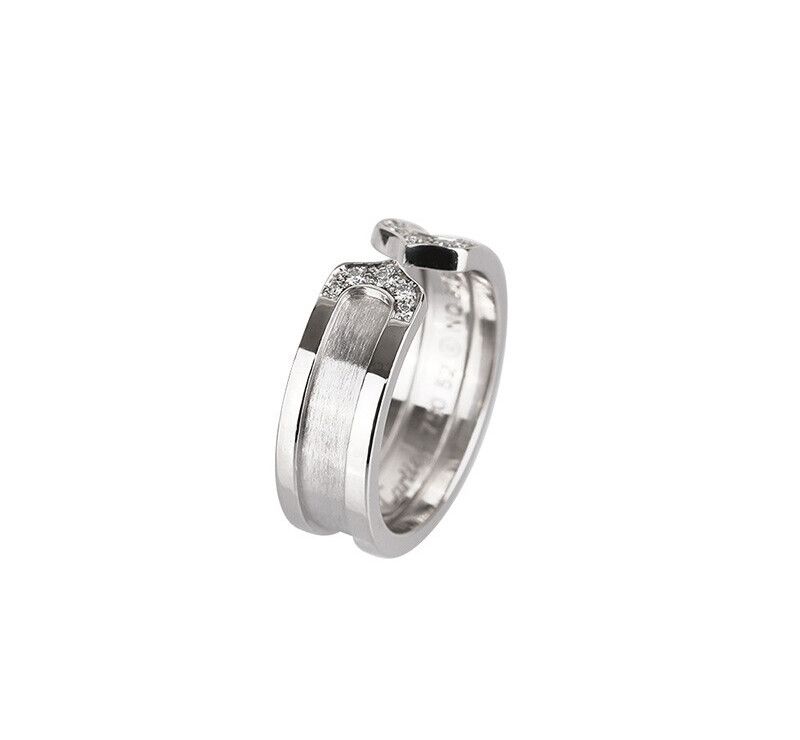 Cartier Double C Ring 18K White Gold with Diamonds 6.4mm 7245035305 75875821