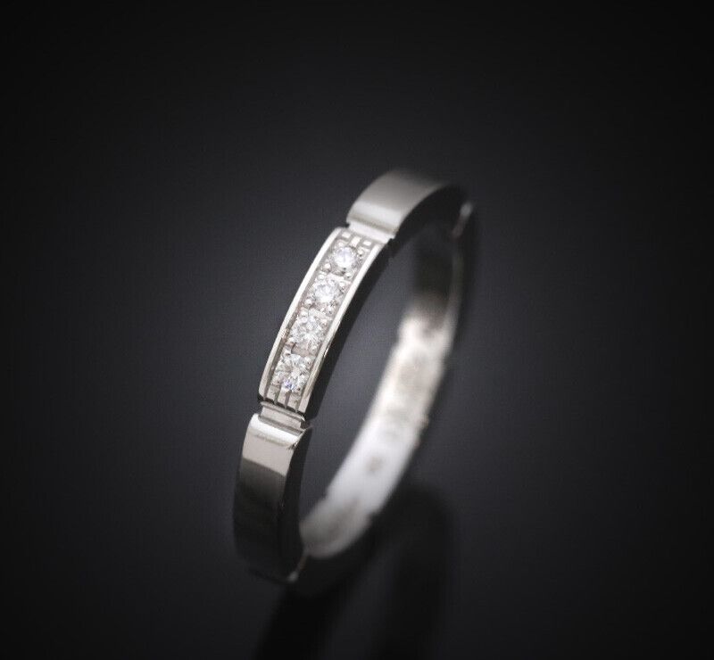 Cartier 18K White Gold Panda Diamond Ring 2.3MM 7245422109 75876089