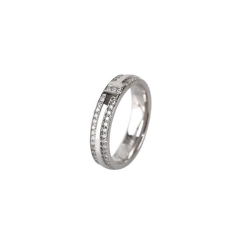 Tiffany & Co 18K White Gold Full Pave Diamond Narrow Ring 4.3MM 7245256218 75875722
