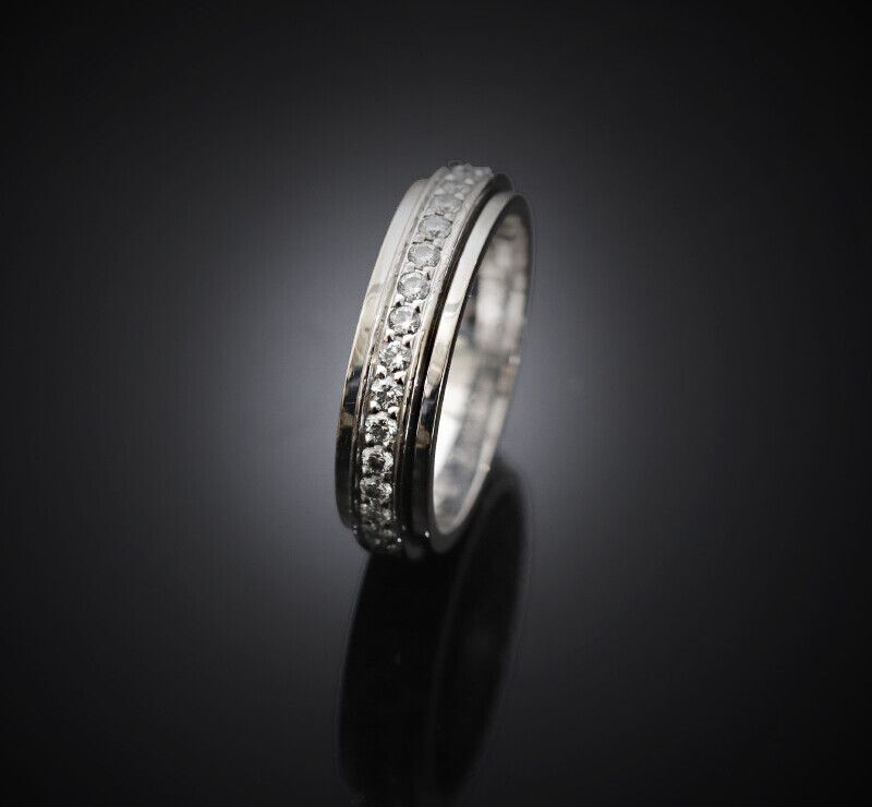 Piaget 18K White Gold Dia Poesy Ring 49 4.5MM G34PK549 75683823