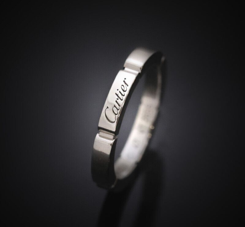 Cartier 18K White Gold Panda Ring 3MM Size 47 7241688832 75683760
