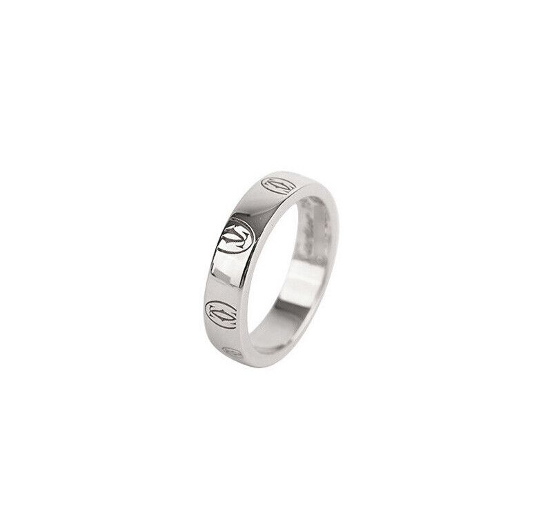 Cartier 18K White Gold Happy Birthday Ring 47 Size 4mm 7241687936 75683750