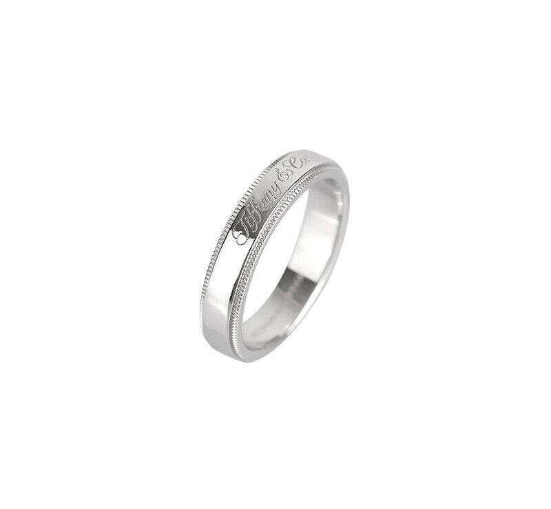 Tiffany & Co Platinum Milgrain Note 14K 4MM 7215176896 75683793