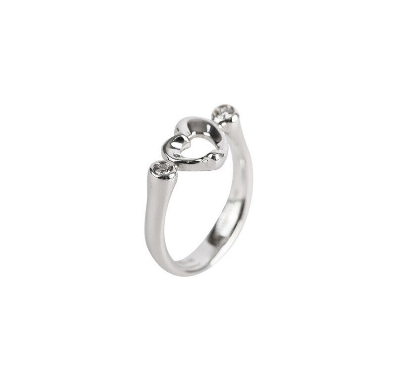 Tiffany & Co Open Heart Silver Diamond 2P Size 9 3.5MM 7241692223 75683761