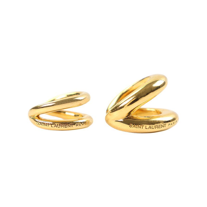 Saint Laurent V Shape Logo Gold Earrings 130618735