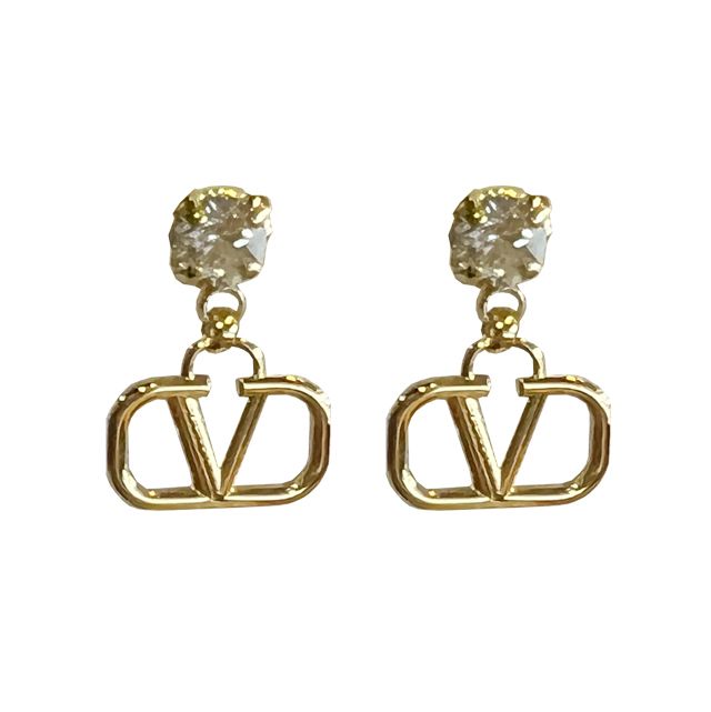 Valentino Crystal V Logo Signature Drop Earrings Gold Silver 5W2J0H29 YCW MH5 124381079