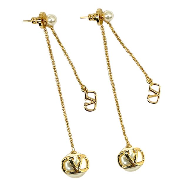 Valentino Pearl Drop Earrings Gold Cream (SKU: 3W2J0G13 UXM 0O3) 123472606