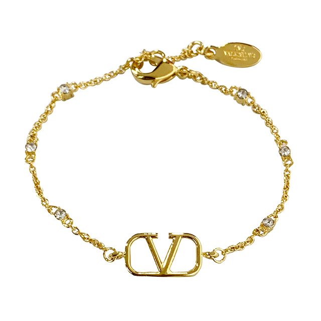 Valentino V Logo Signature Chain Crystal Bracelet Gold 5W2J0W24 YCW MH5 124381147
